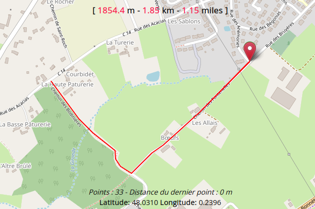 andonnée pmr 1.85 km Chemin des Bodinières Sargé-lès-le-Mans